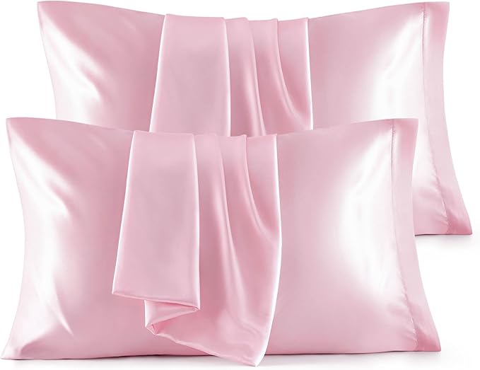 Bedsure Satin Pillowcase Standard Set of 4 - Pink Silky Pillow Covers for Hair and Skin 20x26 Inches, 4 Pack with Envelope Closure, Similar to Silk Pillow Cases, Gifts for Women Men - Bloomnest