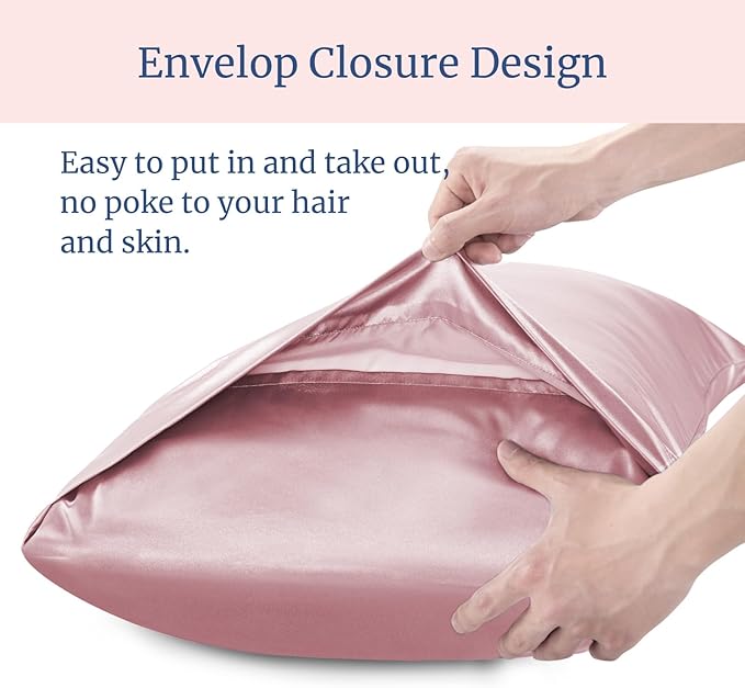 BEDELITE Satin Pillowcase for Hair and Skin, Super Soft and Cooling Similar to Silk Pillow Cases 2 Pack with Envelope Closure, Gift for Women Men(20"x26" Standard Size, Nostalgia) - Bloomnest