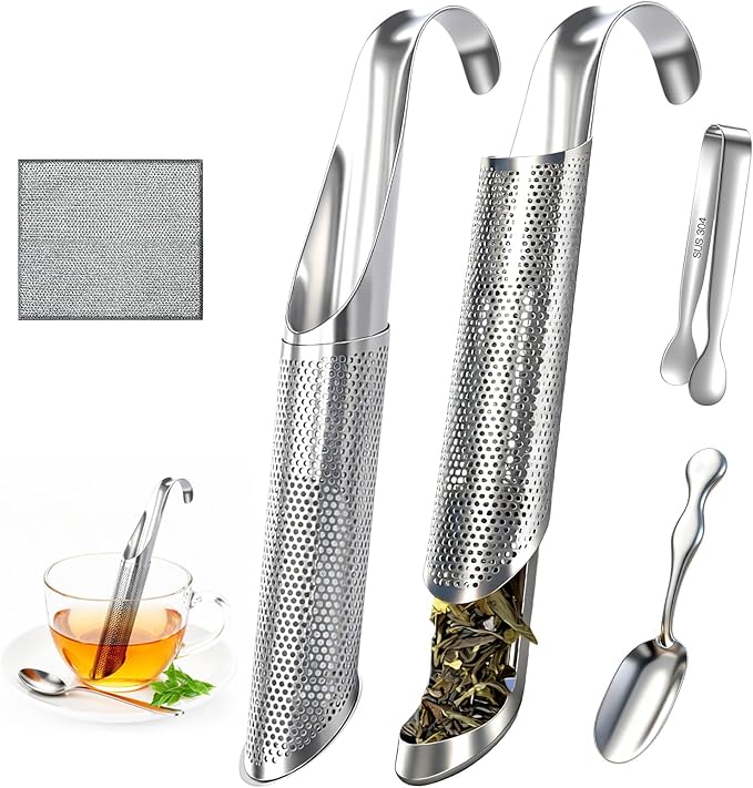 2 Pcs Tea Infuser, Tea Diffusers for Loose Tea with Teaspoon Tea-tweezers Steel Wire Cloth, for All Kinds of Tea - Bloomnest