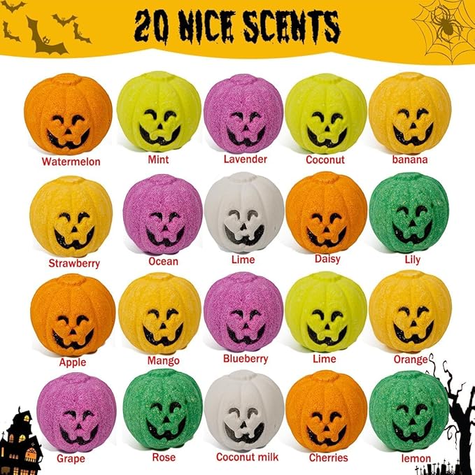 Spooky Bath Bombs for Kids with Surprise Inside, Bubble Bath Bomb with Halloween, Fruity Scents, Relaxing Aromas, Ideal Birthday Gift for Girls - Bloomnest