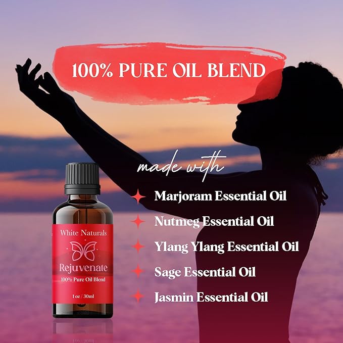 White Naturals Rejuvenating Essential Oil Blend – Energizing Aromatherapy Oil for Skin and Mind, 100% Pure & Natural Essential Oils for Relaxation, Focus & Mood Boost, 1oz - Bloomnest