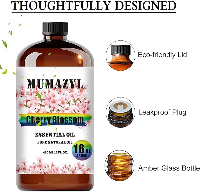 Cherry Blossom Essential Oil, Cherry Blossom Oil 16 Fl Oz 480ML for Diffuser Humidifier Yoga Cleaning DIY Candle Soap Making Essential Oils - Bloomnest