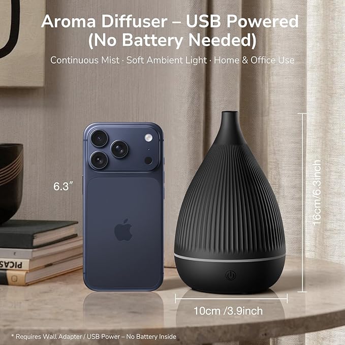 Ultrasonic Essential Oil Diffuser, Home Fragrance Aroma Diffuser with Auto Shut-Off, Color Change Night Light & Ultra-Quiet Operation, BPA-Free Portable Aromatherapy Humidifier for Home (Black) - Bloomnest