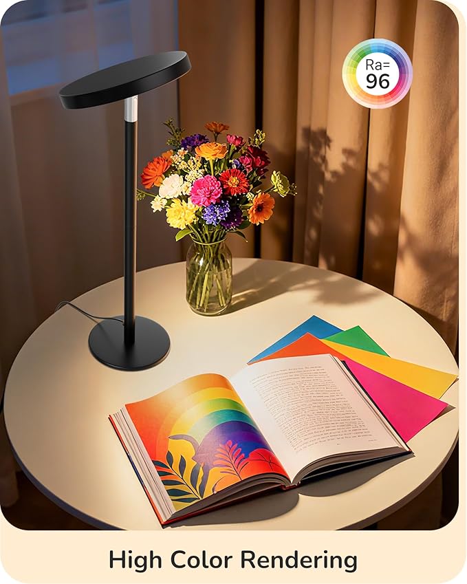 EDISHINE LED Table Lamp with 2 Adjustable Height, 5%-100% Dimmable & 3 Color Temperature, Touch Control, Modern Desk Lamp for Office, Reading, Black - Bloomnest