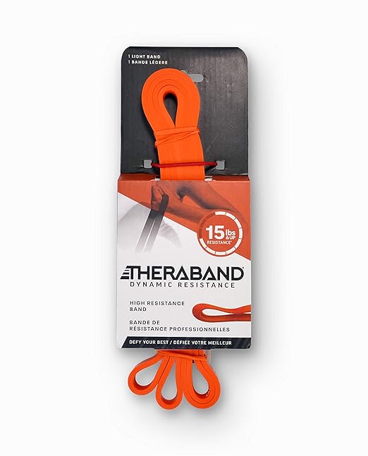 THERABAND High Resistance Band, Elastic Super Bands for Improving Flexibility, Injury Rehab, & Full Body Workouts, Heavy Duty Stretch Bands for Powerlifting, Light, Red, 15 lbs. Resistance - Bloomnest