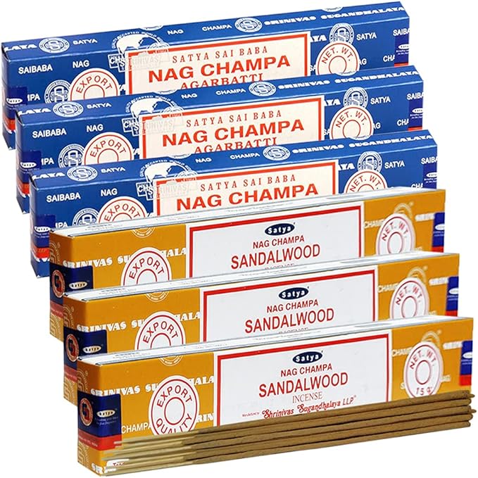 Nag Champa Sandalwood Incense Sticks & Holder Bundle Variety Pack from House of Satya Incense Sticks and Trumiri TRUMIRI