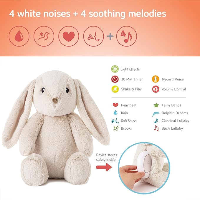 Cloud b Sound Machine with White Noise Soothing Sounds | Record Parent Voice | Adjustable Settings | LoveLight Buddies - Billy Bunny - Bloomnest