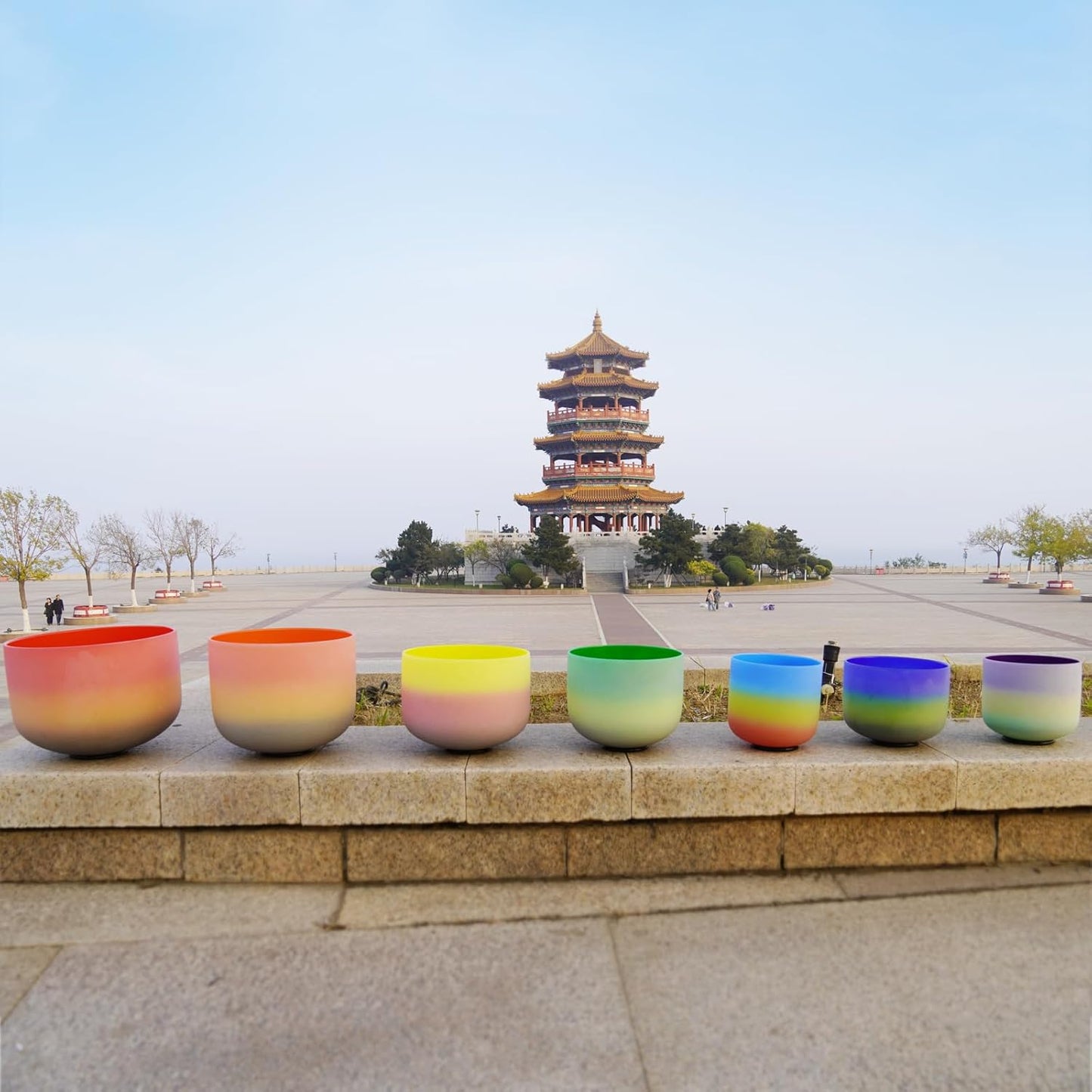 Hye-eun 432hz Crystal Singing Bowls,7-12 Inch Rainbow Colored Quartz Sound Bowl Set of 7pcs with Carrying Case for Yoga Sound Healing Instrument Meditation