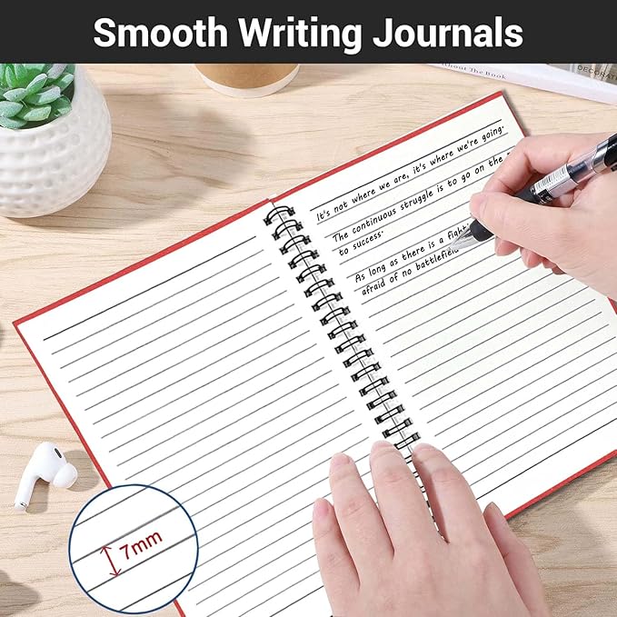GINMLYDA 4Pack Small Spiral Notebook A5, 8.25x5.5” 120 Lined Pages Wide Ruled Spiral Journal Bulk Blank Kraft Cover Spiral Bound Notebook & Writing Pads for Home Office Meeting Work Note Taking - Bloomnest