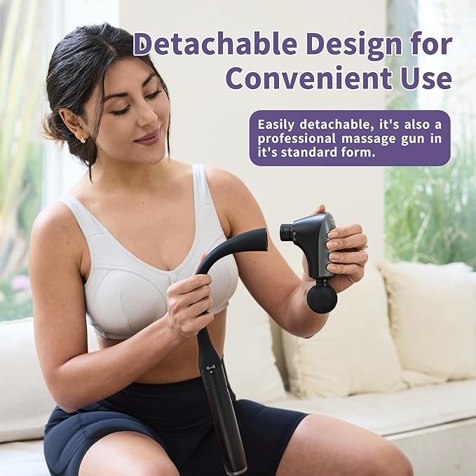 2-in-1 Detachable Muscle Massage Gun Deep Tissue with 20'' Extension Handle, Back and Neck Massager for Pain Relief, Handheld Massager for Shoulder Lower Back Leg Waist, FSA-HSA Eligible - Bloomnest