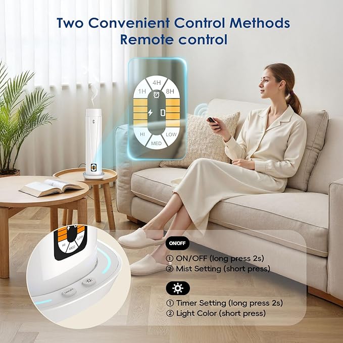 Waterless Scent Diffuser – 1200 Sq Ft Coverage, Essential Oil Diffuser with Remote Control, Quiet Aromatherapy Diffuser with LED Light & Timer, Scent Air Machine for Home, Office, Hotel - Bloomnest