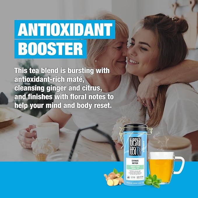 Tiesta Tea - Ginger Citrus Herbal Loose Leaf Tea, Lemon Ginger with Mint and Chamomile, Caffeine-Free, Hot or Iced, Refillable Tin, Makes Up to 50 Cups, 3 Ounce - Bloomnest