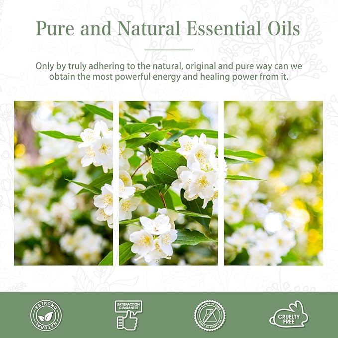 Jasmine Essential Oil 1.01fl.oz/30ml, PHATOIL Jasmine Oils Long Lasting Scents for Aromatherapy, Diffuser, DIY Soap and Candle Making PHATOIL