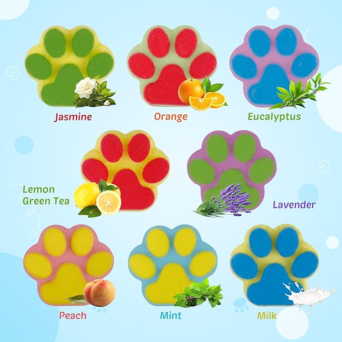 Bath Bombs for Kids with Surprise Inside, 40 Large Number Pack Paw Shape Bath Bombs Gift Set, Natural Organic Kids Bubble Bath Fizzy for Girls Boys with Bath Toys Inside - Bloomnest