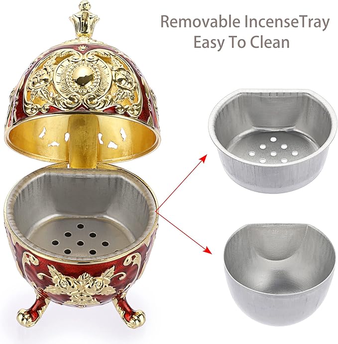 JUXYES Vintage Incense Burner Holder with Removable Ash Catchers, Metal Censer Antique Cone Coil Incense Burner Holder Zinc Alloy Spiritual Aromatherapy Yoga Meditation Gifts Retro Home Decoration - Bloomnest