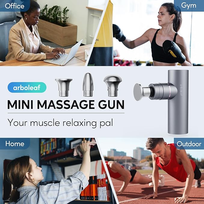 arboleaf Massage Gun Deep Tissue with Metal Head, Full-Metal Electric Portable Hand Held Massager Gun with Case for Back, Body Sore Muscles, Pain Relief, Gifts for Dad, Office, Home, Athletes - Bloomnest