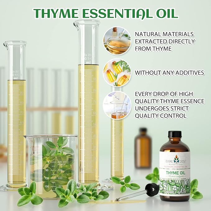 EVOKE OCCU Thyme Essential Oil for Diffuser, Massage, Candle and Soap Making - 4 FL Oz - Bloomnest