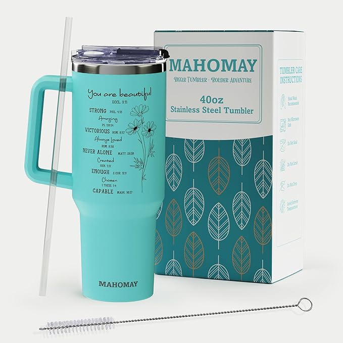 Christian Gifts For Women - 40oz Tumbler with Handle - Inspirational Gifts for Women Religious, Baptism Gift - Birthday Gift for Woman Faith - Bloomnest