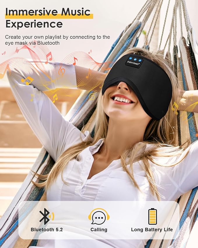 Sleep Headphones Bluetooth 5.4 Sleeping Eye Mask for Mom Women Men Wireless Music Earphones for Side Sleepers Built-in HD Speakers Cool Gadgets Unique Gifts - Bloomnest