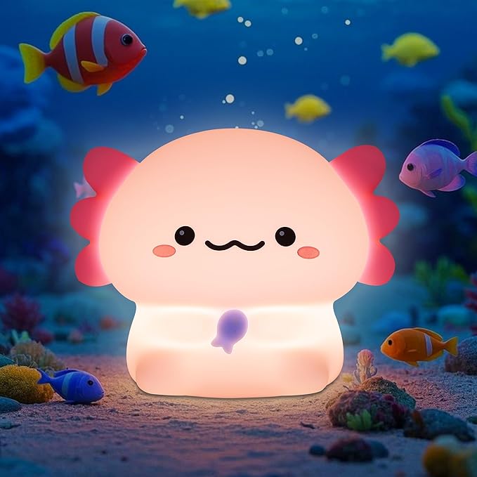 YuanDian Axolotl Night Light, Gift for Children and Babies, Decorate Kids' Bedroom with Cute Silicone Axolotl Nightlights, Christmas Birthday Gift for Girls Teens Toddlers and Adults - Bloomnest