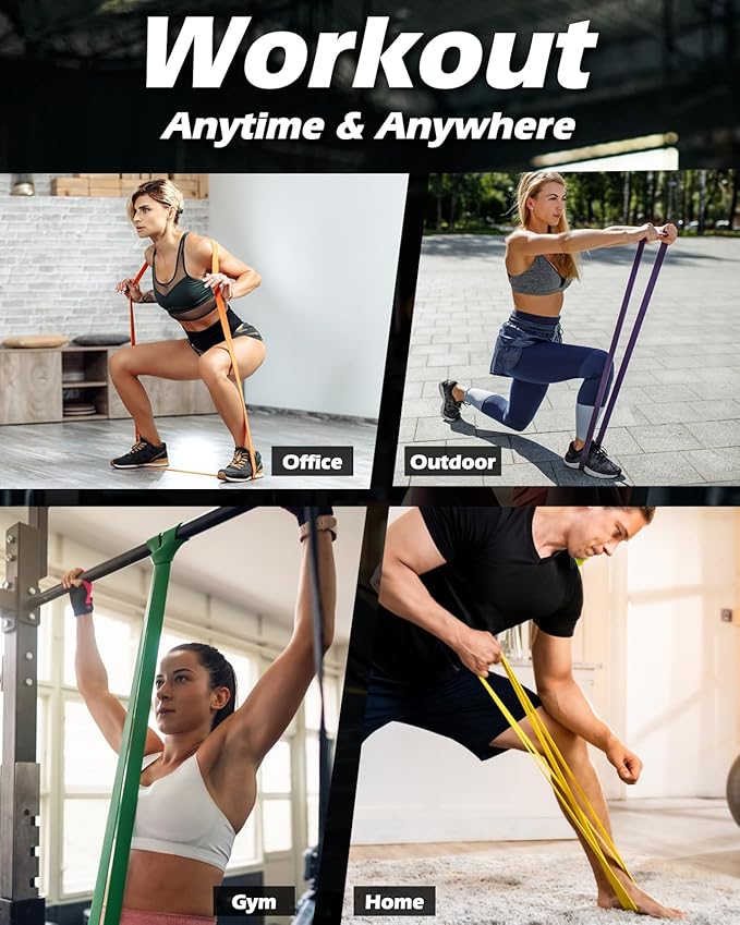 Zacro Resistance Bands, 6 Resistance Levels Pull Up Assistance Bands, Exercise Bands for Men&Women, Heavy Duty Resistance Band Set with Door Anchor, for Working Out, Muscle Training, Physical Therapy - Bloomnest