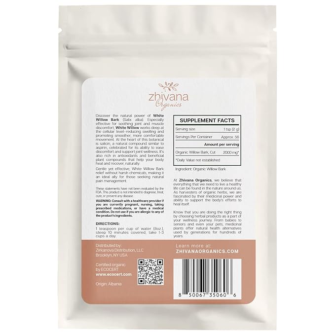 Super Value Pack 5 LB - Organic White Willow Bark (Salix alba) – Loose Dried Bark – Edible Grade for Tea, Decoctions & Herbal Use - Bloomnest