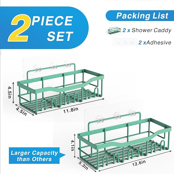 EUDELE Shower Caddy 2 Pack, Adhesive Shower Organizer for Home Decor & Kitchen Storage, No Drilling, Rustproof Stainless Steel Bathroom Shelf Organizer - Bloomnest