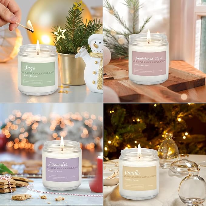 6 Pack Candles for Home Scented Aromatherapy Candles Gifts Set for Women, Lavender Candle, 37.8 oz 300 Hour Long Lasting Candles, Stocking Stuffers, Birthday, Valentine, Christmas, Anniversary Present - Bloomnest
