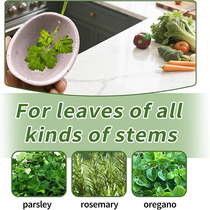 Herb Stripper, Herb Chopper, Herb Stripper Bowl, Kitchen Herb Stripping Tool for Kale, Small Pottery Herb Stripper Ceramic Bowl, Suitable for Peeling off the Leafy Assembly (White Glaze) - Bloomnest