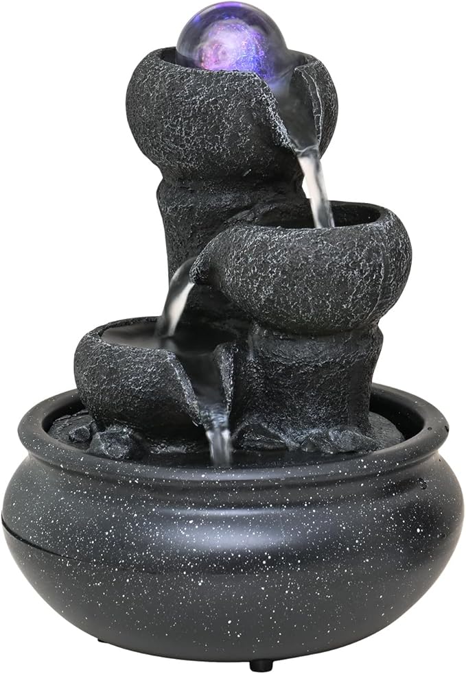 Tabletop Fountain Indoor Waterfall Meditation Fountain,Desktop Water Feature with LED Light for Home Office Bedroom Relaxation (26003) - Bloomnest