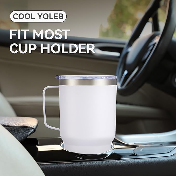 30 oz Tumbler with Handle and Lid, Stainless Steel Tumblers Bulk Double Wall Vacuum Insulated Travel Mug Leak Proof Cup Keep Drinks Cold and Hot White, 4 Pack