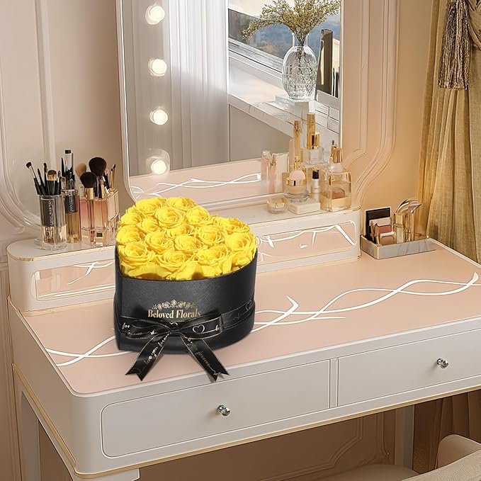 16 Preserved Flowers Rose Birthday Gifts for Women Her Mom Wife Girlfriend Grandma on Valentines Mothers Day Christmas Anniversary Romantic(Yellow) - Bloomnest