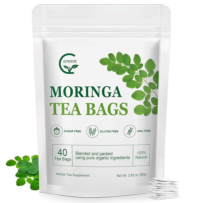 Moringa Tea Bags | 100% Pure Moringa Leaf Tea | Antioxidant-Rich, Caffeine-Free Herbal Tea | Supports Immunity, Energy & Digestion, 40 Count | Gluten-Free, Non-GMO - Bloomnest