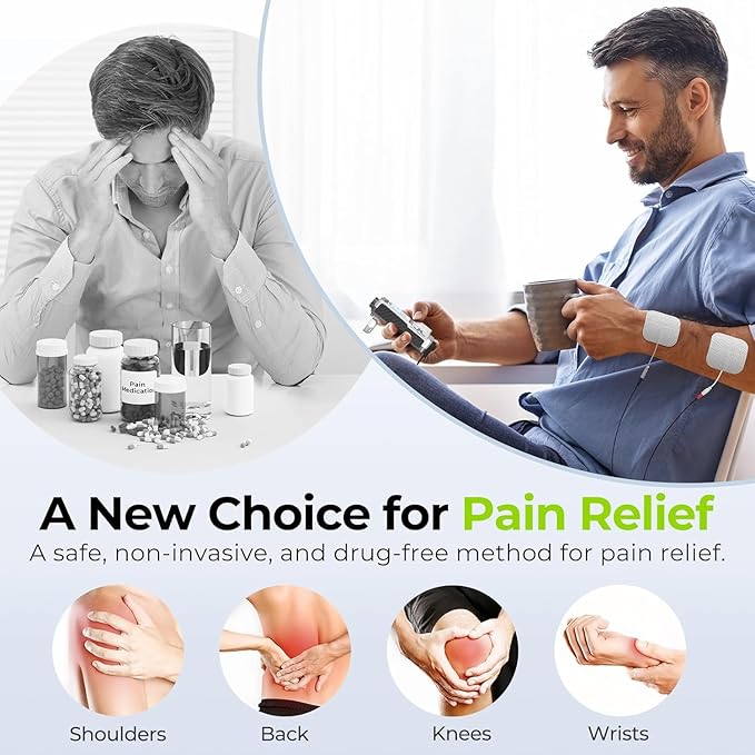 AUVON Rechargeable TENS Unit Muscle Stimulator, FSA HSA Eligible, Digital TENS Machine with 8 Customizable Modes, Electronic Massager for Sciatica, Shoulder & Back Pain Relief, 12 Pads, A Carry Case AUVON
