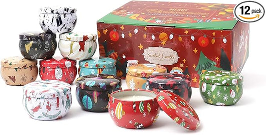 12PCS Christmas Scented Candles, 2.5OZ Jar Candles, 12 Christmas Fragrances Candle Set for Women, Mom, Grandma, Godmother, Coworker, Teacher - Bloomnest