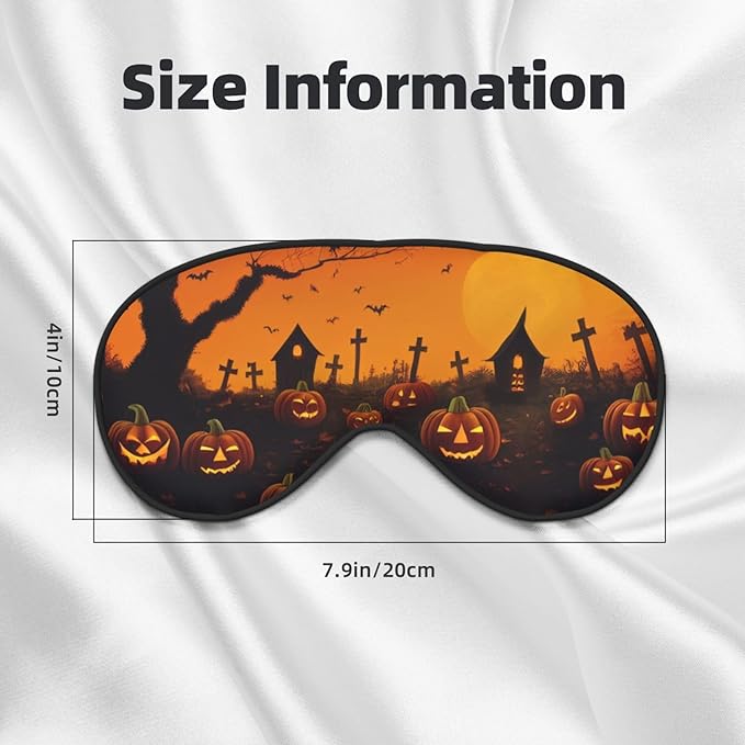 Sleep Mask Halloween Pumpkins Graveyard Spooky Night Comfortable Eye Mask with Adjustable Strap Soft Eye Cover Blindfold for Travel Yoga Nap Shift Work - Bloomnest