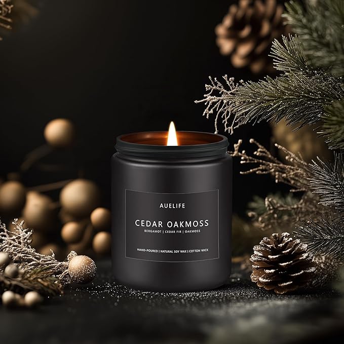 Cedar Oakmoss Candle | Scented Candles for Men - Soy Candles for Home Scented, Manly Candle for Bedroom, Man Gifts for Him/Friend -7oz - Bloomnest