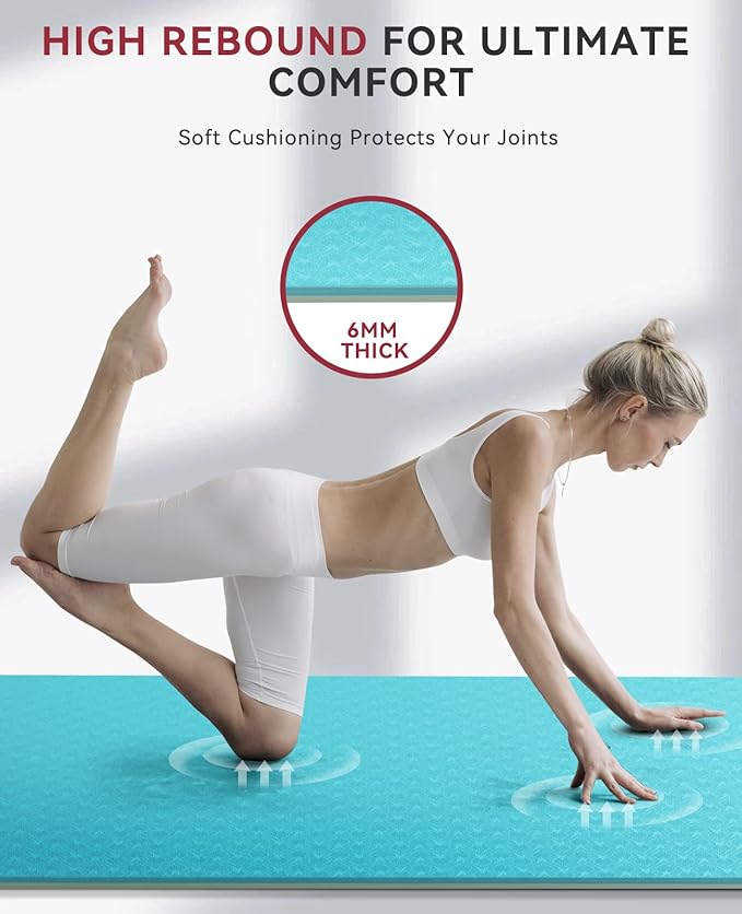 HAPBEAR Large Yoga Mat - 72"x36"x6mm (1/4 inch), Extra Wide Non-Slip Exercise Mat for Home Workout, Yoga, Pilates & Stretching, Durable & Eco-Friendly, Includes Bonus Resistance Bands & Carry Bag