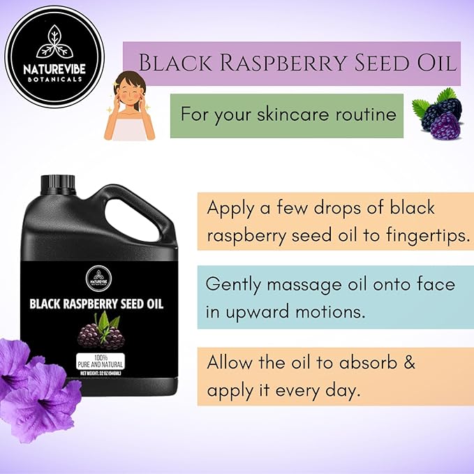 Naturevibe Botanicals Black Raspberry Oil 32 Ounces | 100% Pure and Natural | Great for Skin Care and Hair Care - Bloomnest