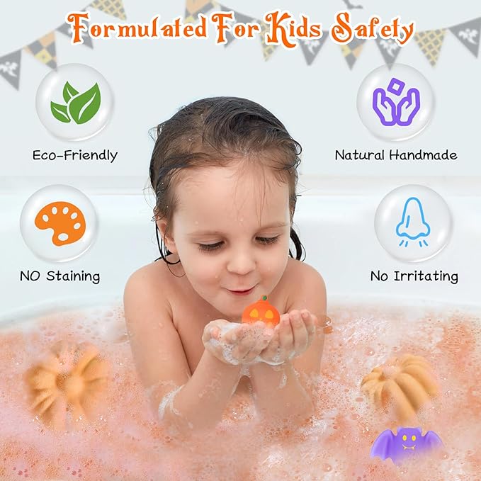 9 Pack Halloween Bath Bombs for Kids, Halloween Bubble Kids Bath Bombs with Surprise Toy Inside, Halloween Treat Bags Gifts for Kids Girls Boys - Bloomnest
