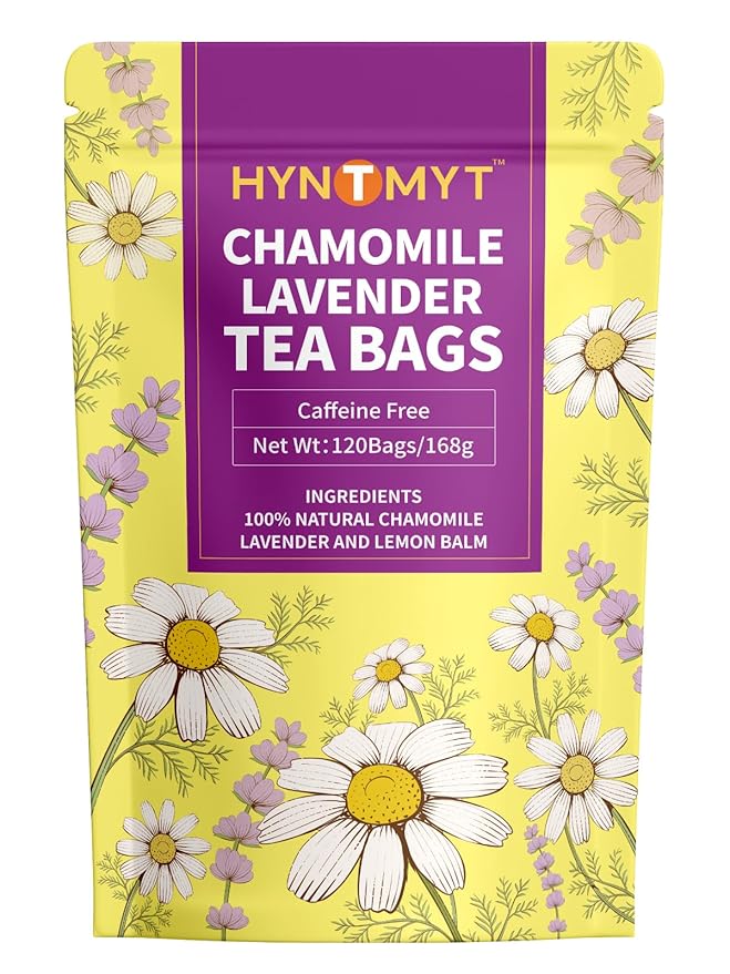 HYNTMYT Chamomile & Lavender Tea, Blend of Chamomile, Lavender, and Lemon Balm, Soothing & Aromatic, Caffeine Free, 120 Count - Bloomnest