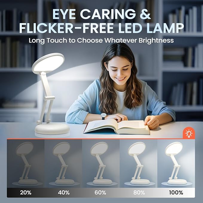 One Fire Cordless Desk Lamp,Dimmable Small Battery Powered Lights,3600mAh Rechargeable Wireless Table Lamp,Mini Lamp&Portable Light for Bed,Book Reading,Home for Small Spaces,Nail Light,Craft,Office - Bloomnest