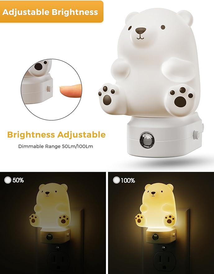 L LOHAS LED Night Light for Kids, 3D Cute Bear Night Light Plug in, Dusk to Dawn Nursery Night Lights, RGB+Soft White 3000K, 3 Lighting Modes, Christmas Birthday Gifts, Room Decor, Children - Bloomnest