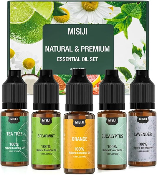 Essential Oils for Diffuser for Home, Top 5 Aromatherapy Oils,Candle&Soap Making,10ml（Orange, Lavender, Peppermint, Eucalyptus, Tea Tree） - Bloomnest