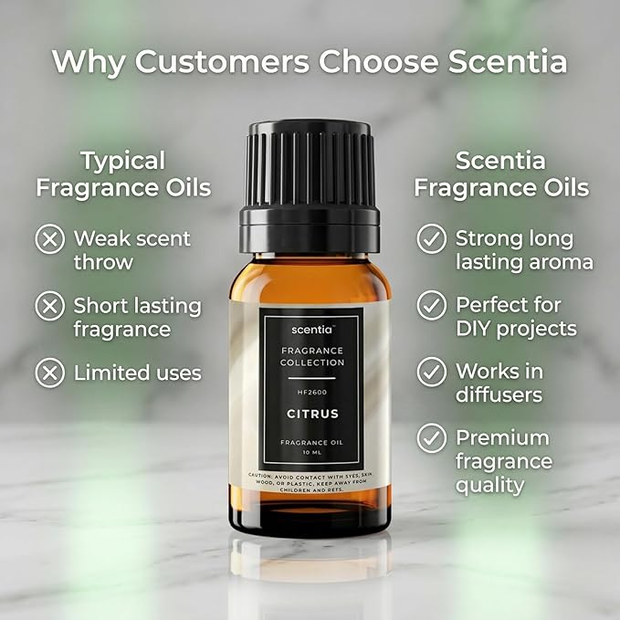 Scentia HF2600 Diffuser Oil – Citrus Fragrance Oil for Diffusers Inspired by Delano Beach Scent, Luxury Hotel Style Home Fragrance Oil for Aromatherapy, Candle Making & DIY – 10 ml Scentia