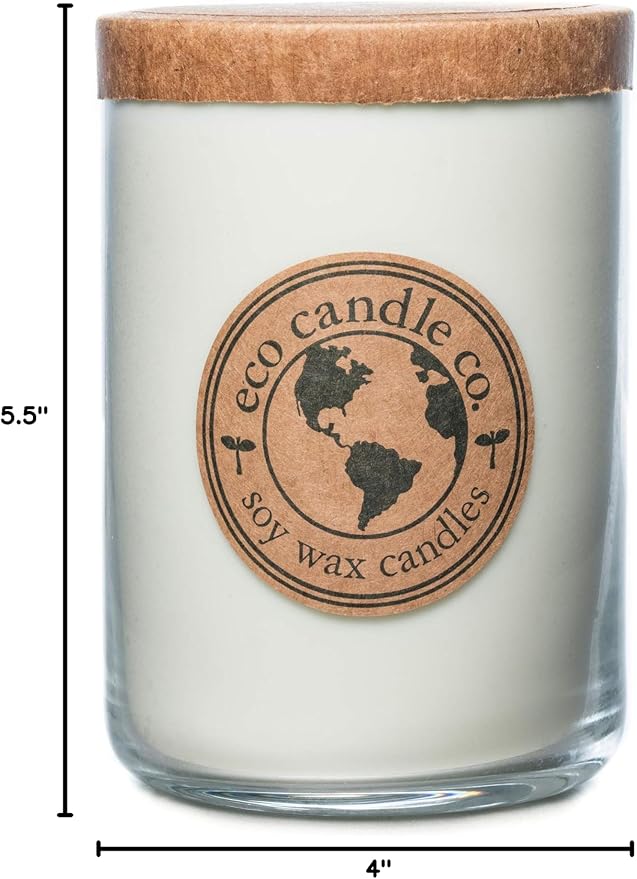 ECO CANDLE CO. Recycled Candle, Lemongrass Sage, 26 oz. - Scents of Lemongrass & Sage - 100% Soy Wax, No Lead, Kraft Paper Label & Lid, Hand Poured, Phthalate Free, Made from Midwest Grown Soybeans - Bloomnest