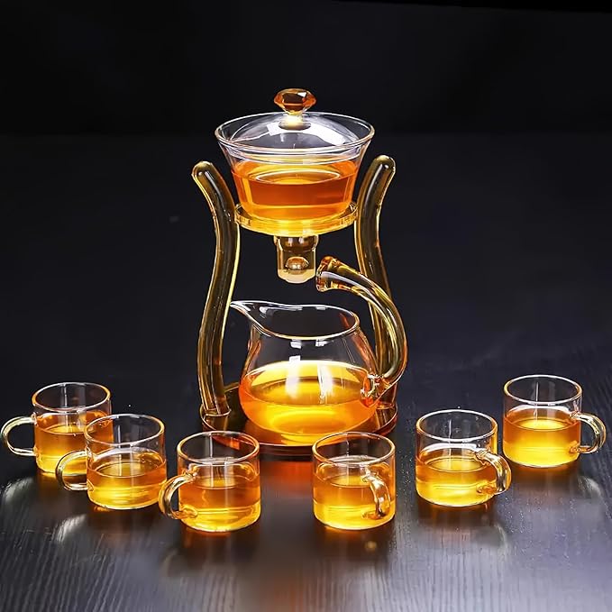 Semi Automatic Tea Set, Lazy Kungfu Tea Set, Lazy Kung Fu Drip Teapot, Magnetic Tea Pot With Magnetic Ball, Heat Resistant Gongfu Glass Teapot Set, Gift For Fathers Day, Thanksgiving Birthdays - Bloomnest