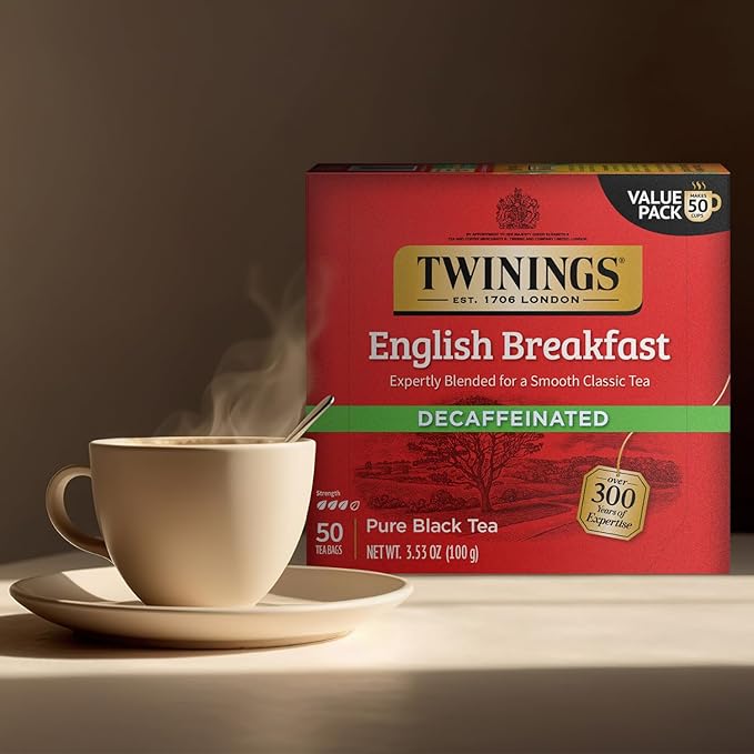 Twinings English Breakfast Tea, Decaffeinated Black Tea - Lively and Refreshing Decaf Tea Bags Individually Wrapped, 50 Count - Bloomnest