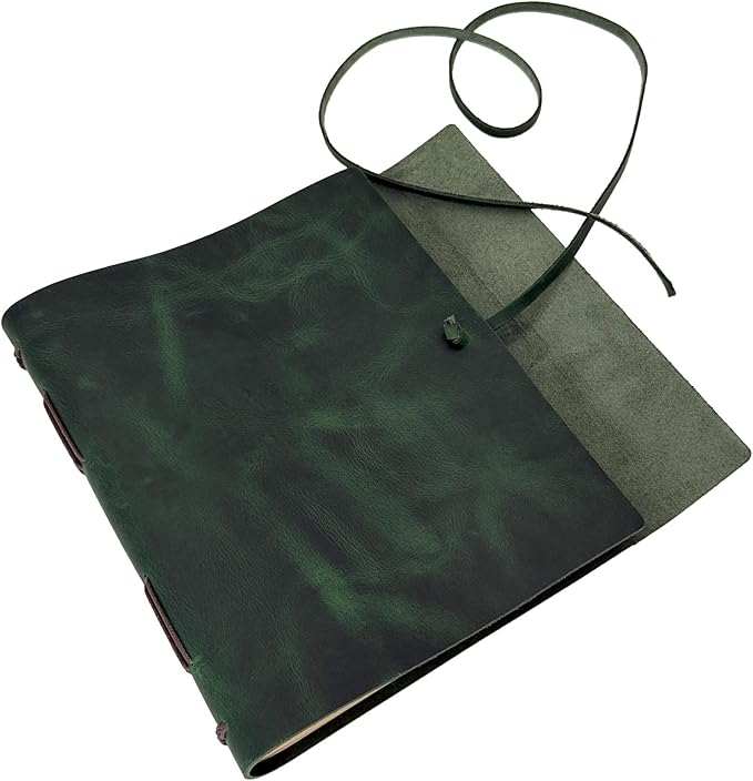 Large Notebook Journal - Genuine Leather Journals for Writing A4 Size Diary 8x10 Inch, Notepad For Women and Man, Gifts,Work,Travel Dark Green - Bloomnest