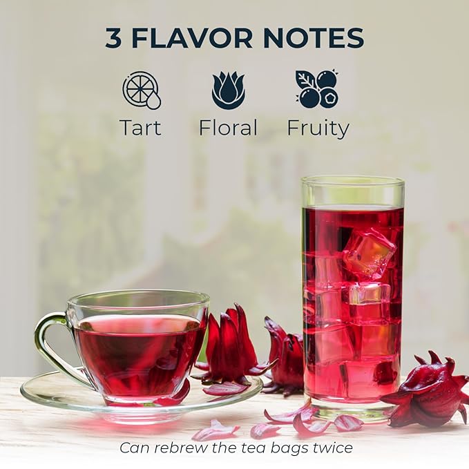 INJOY YOUR VITALGRI:N Roselle Hibiscus Tea Bags - 55 Count (+5 Tea Bags), Bamboo Tong Included - 4.16 oz, Re-Steep Red Artichoke Tea Herbal Blend, Vitamin A, C, D, Detox, Support, Atiso - Bloomnest